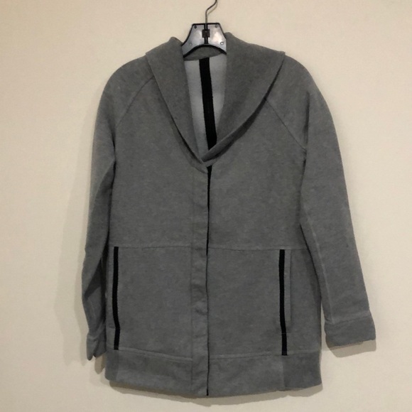 Lululemon gray cozy sweat coat w/ folded collar sz 6 side pockets - Picture 1 of 6
